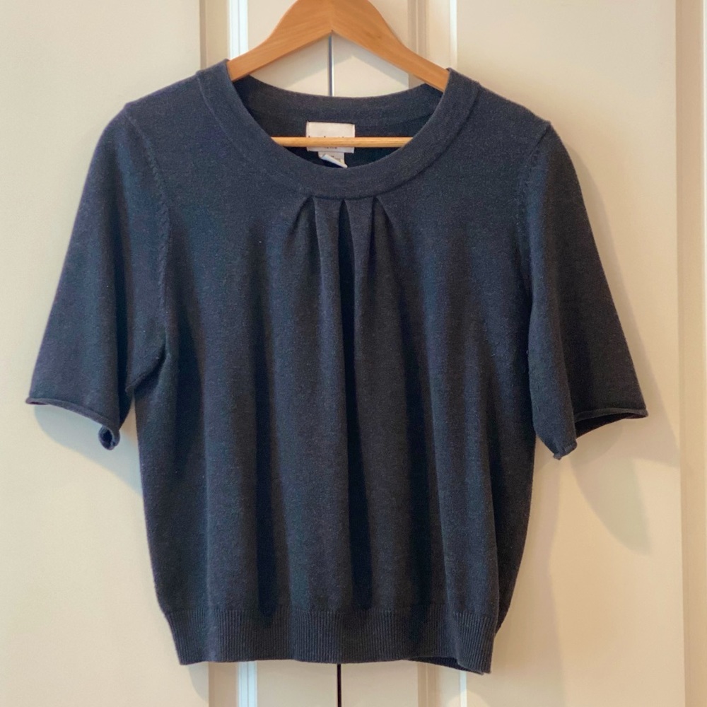 Charcoal Grey Short Sleeved Sweater PETITE
